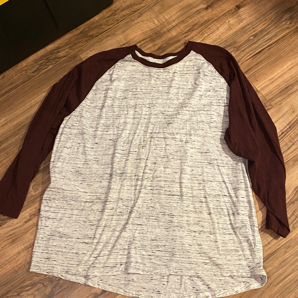 The Foundry Supply Co. Burgundy and Heather Gray Long Sleeve Tee